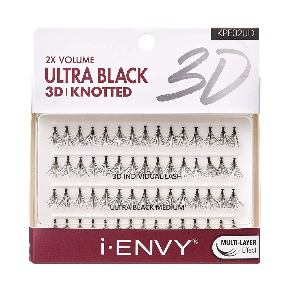 Kiss I Envy 3D Knotted Lashes, Ultra Black, Medium, 1 Ea